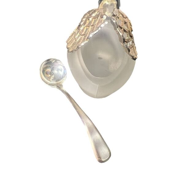 Vintage Pair of Silver Plated Articulated Swan Salt Cellars Frosted Glass Japan - Picture 4 of 7